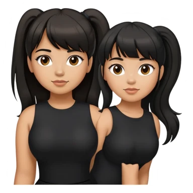 Latina girl with bangs black long hair in pony tail plus size black dress sticker