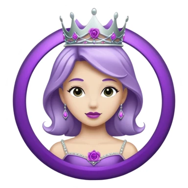 Purple rose flower, silver circle plaque, silver tiara sticker