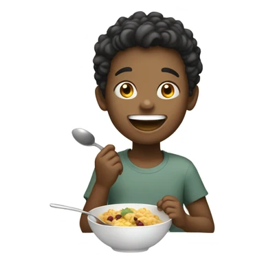 Boy eating food sticker