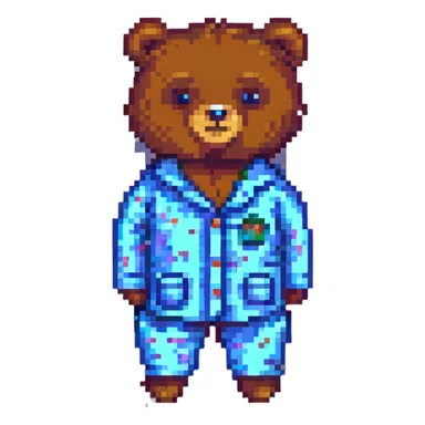 bear in pajamas pixel art sticker