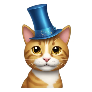 Cat with a New Year's hat sticker
