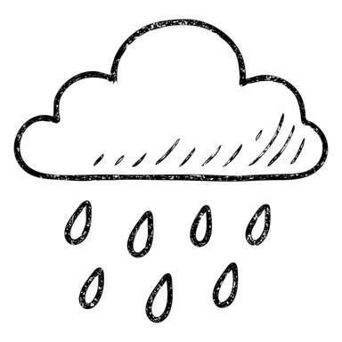 hand-drawn outlined rain icon, sketchy look sticker