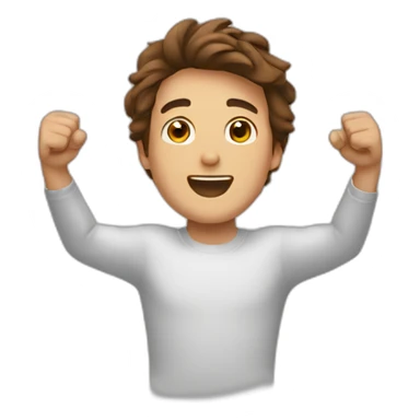 guy cheering with brown hair sticker