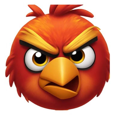 angry bird red but orange-yellow and on fire sticker