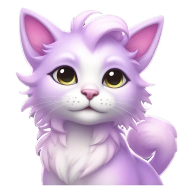 Kawaii colorful bright light pastel lilac-pink-white-gradient fantasy ethereal anthro feline fursona animal creature sticker