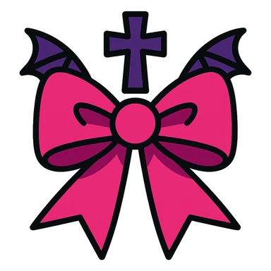pink gothic bow gothic style vibrant toon illustration sticker