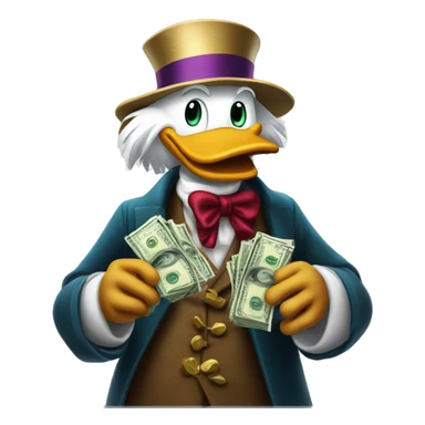Scrooge McDuck counting money sticker