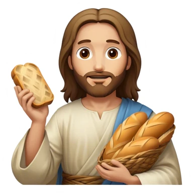 Jesus giving out bread sticker