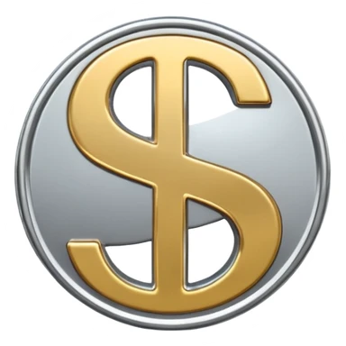 A double dollar sign emoji made of polished silver chrome, smooth metallic surface, glossy reflections, luxury swag vibe, minimal iOS emoji style, centered on white background sticker