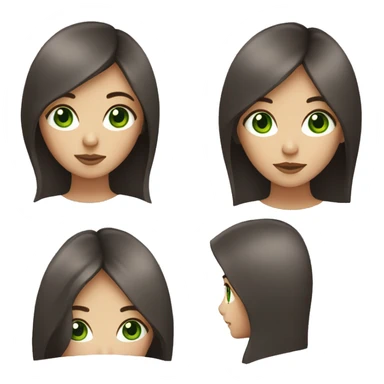 Lady with straight dark brown hair and deep green eyes sticker
