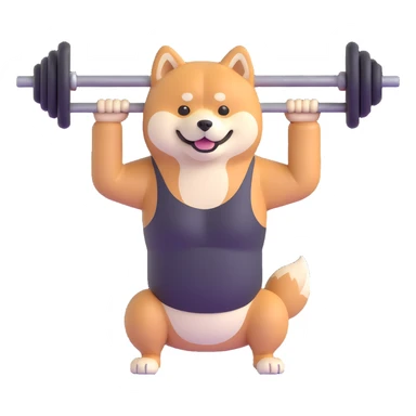 shiba inu at gym doing barebells sticker