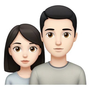pale brunette girl with brown eyes and pale boy with black hair and grey eyes sticker
