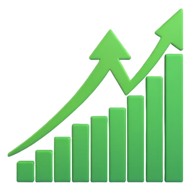 Add a green dollar sign to the stock buy signal emoji, keep the green upward arrow and money/chart elements, no text, preserve 3D style, with no background. sticker