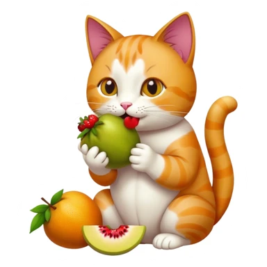 Cat eating fruit  sticker