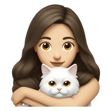Brunette woman snuggling white Persian cat sticker