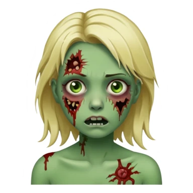 make an zombie girl emoji with blonde hair and (obviously) green skin with wounds sticker