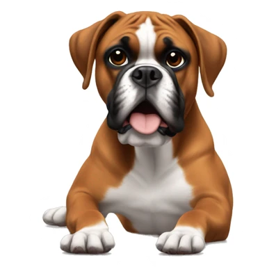 Boxer on floor with birds spinning around head sticker