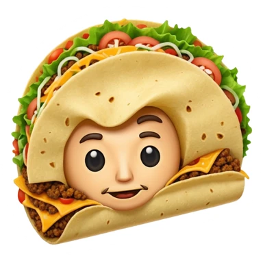 taco with a cartoon Donald Trump face sticker