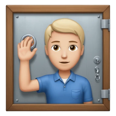 Someone locking a door sticker