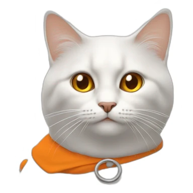 Un chat debout sur deux pates orange avec un visage blanc sticker