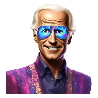 Synthwave Biden in Lordi style, oil paint, epic eyes, intricate lips, exquisite pose, beautiful, desirable, logical, Midsommar sticker