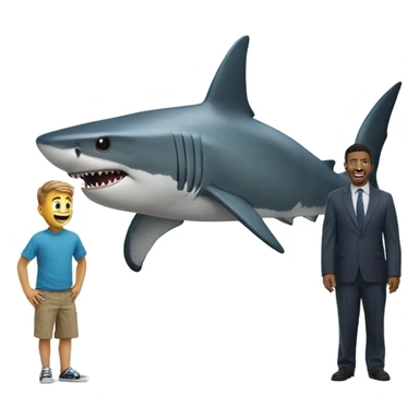 shark next to man  sticker