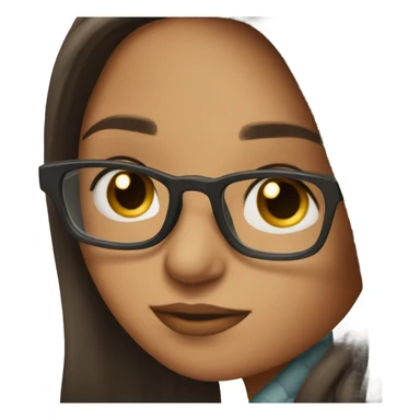 Brunette girl with glasses, kiss sticker