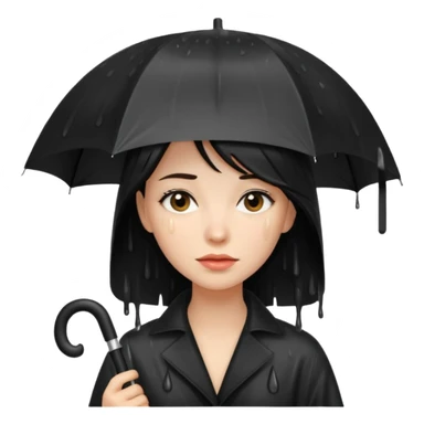 she getting wet (umbrella, dripping hair) sticker