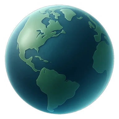Earth planet with blue oceans and green continents, matte glass style sticker