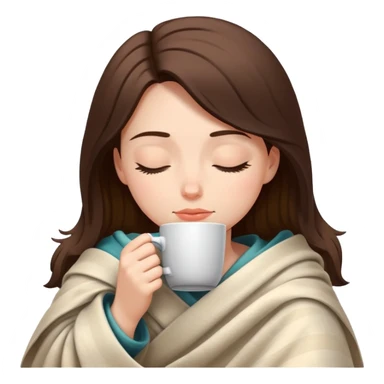girl inside a blanket sipping coffee eyes closed sticker