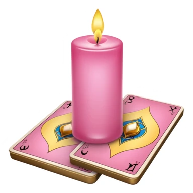 A pink deck of tarot cards and a one candle nearby sticker