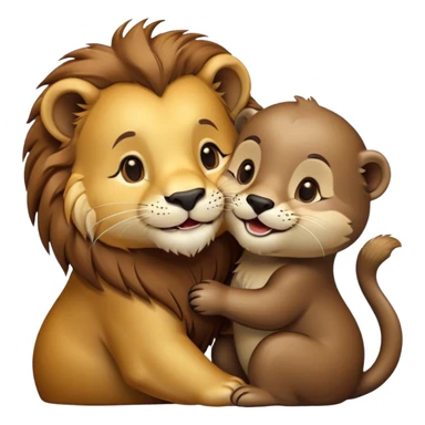 Lion kissing otter  sticker