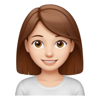 A brown-haired gray-eyed girl in a white top smiling sticker