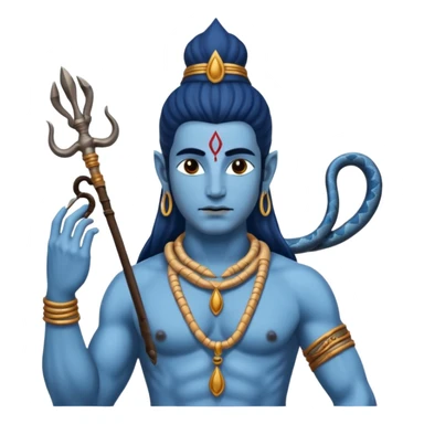 Mahadev real god  shiv not like cartoon  blue body and trishul and and had damru and nack around sanke  sticker
