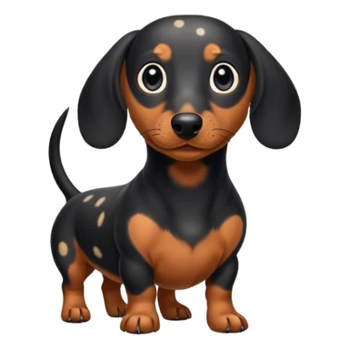 spotted daucshund black with some big black spots and black head and make it kind of fat  sticker