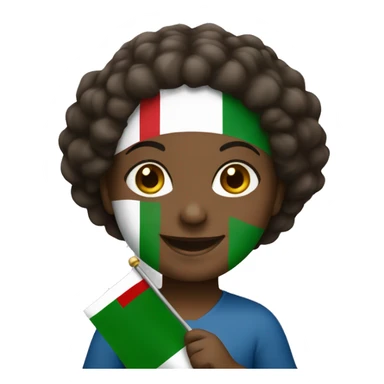 italian black girl smiling holding italy flag sticker