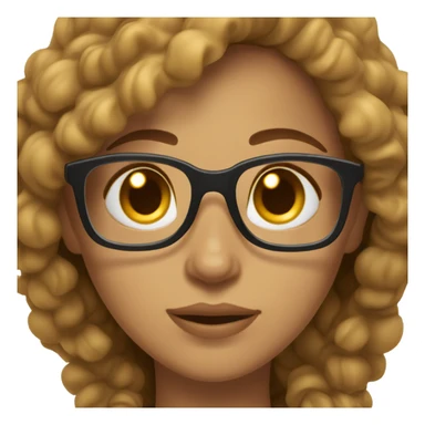 woman caramel skin brown hair and light brown eyes, medium lenght hair with pasta glasses sticker