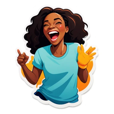Black woman laughing hysterically  sticker