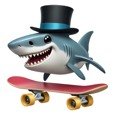 Shark wearing a top hat skateboarding  sticker