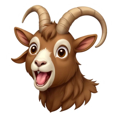 Cinematic Cute Yawning Brown Goat Portrait Emoji, Head tilted slightly with a dramatic, wide-open yawn, showcasing a soft, downy brown fur with delicate horns and gently drooping ears, round eyes barely open in drowsy contentment, Simplified yet irresistibly adorable features, highly detailed, glowing with a soft, cozy glow, high shine, relaxed yet expressive, stylized with a touch of rustic whimsy, bright and endearing, soft glowing outline, capturing the essence of a sleepy yet affectionate goat, so drowsy it feels like it could stretch out of the screen and curl up for a nap! sticker