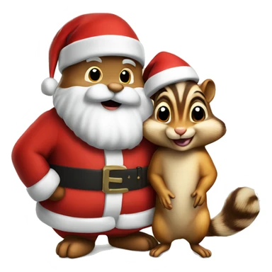 chipmunk with santa claus  sticker