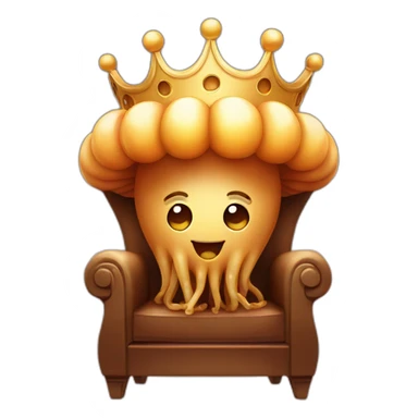 brown jellyfish cute sitting on throne with crown sticker