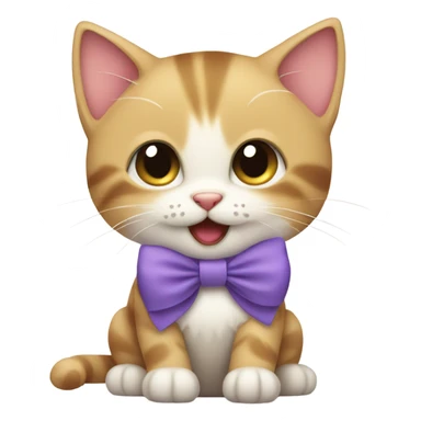 kitten with a bow smiling sticker