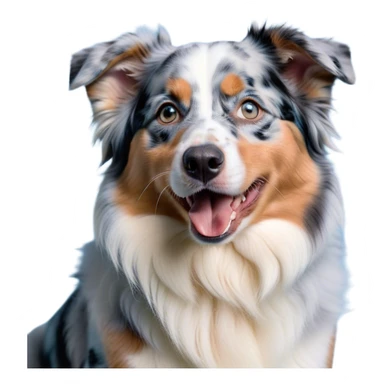 Cinematic Cute Yawning Tan Point Blue Merle Australian Shepherd Portrait Emoji, Head tilted slightly with a dramatic, wide-open yawn, soft blue merle fur with prominent tan points and crisp white accents, floppy ears slightly drooping, round blue eyes barely open in drowsy contentment, Simplified yet irresistibly adorable features, highly detailed, glowing with a soft, cozy glow, high shine, relaxed yet expressive, stylized with a touch of whimsy, bright and endearing, soft glowing outline, capturing the essence of a sleepy yet affectionate pup, so drowsy it feels like it could stretch right out of the screen and curl up for a nap! sticker