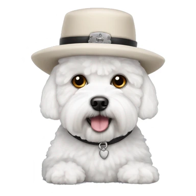 Bichon frise with prisoner hat sticker