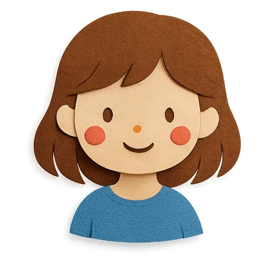 paper craft style cute girl with brown hair sticker
