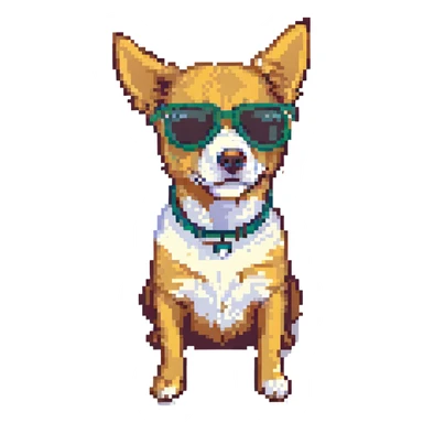 dog with cool sunglasses, pixel art style sticker
