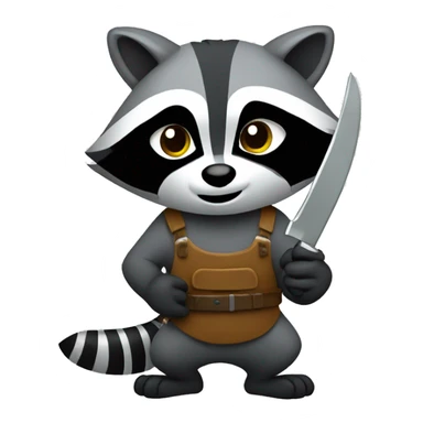 Raccoon holding a knife sticker