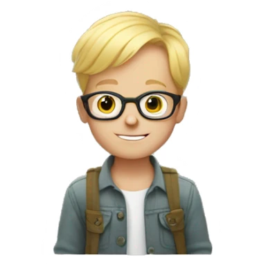 Blonde boy with glasses holding a lot of plants sticker