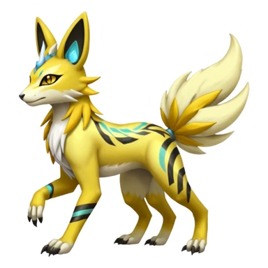 Tribal Exotic Meloetta-Zeraora-Renamon-Protogen-Palkia-hybrid-fusion-Fakémon-creature, full body sticker